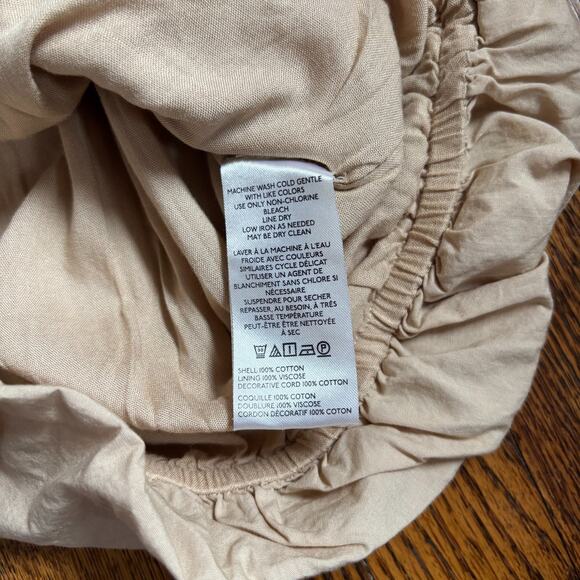 Anthropologie Neutral Tan Cotton Balloon Sleeve Cord Appliqué Boho Top NWT S - Picture 5 of 7